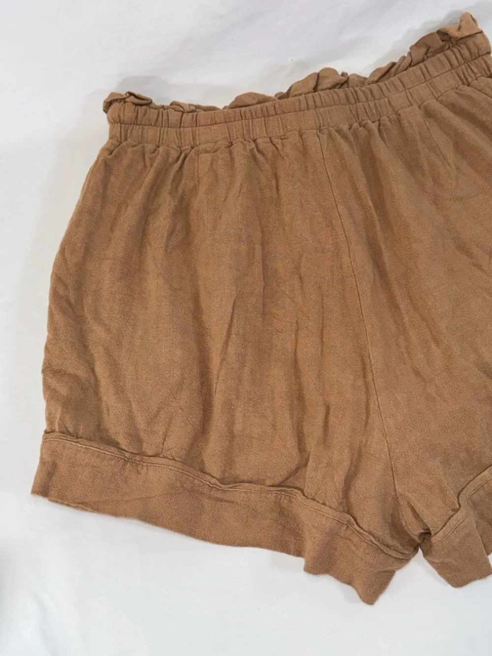 Lost + Wonder Paperbag Waist Shorts Size 1X Brown Linen Blend High Rise Boho